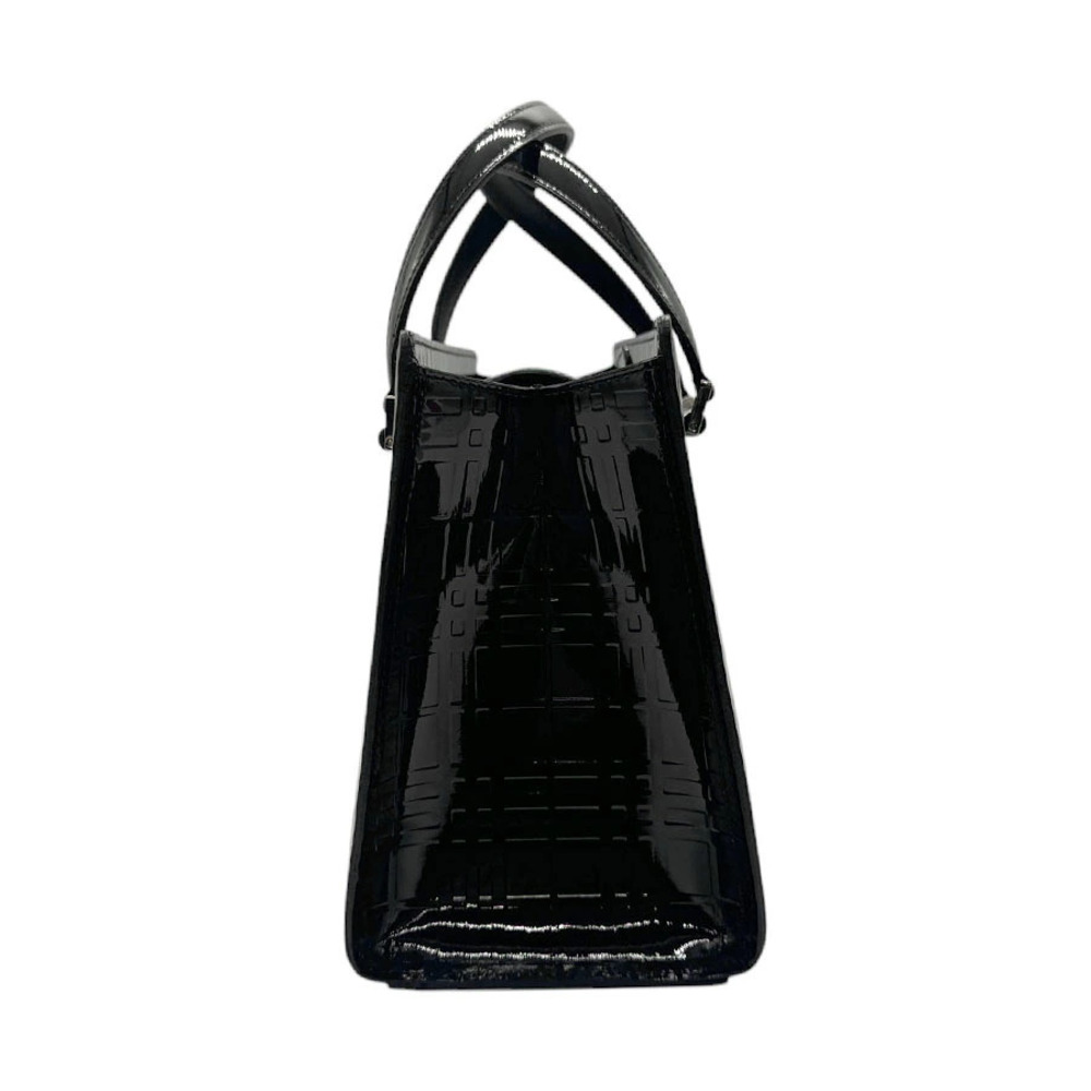 Burberry black leather Vernis silver Patent handbag